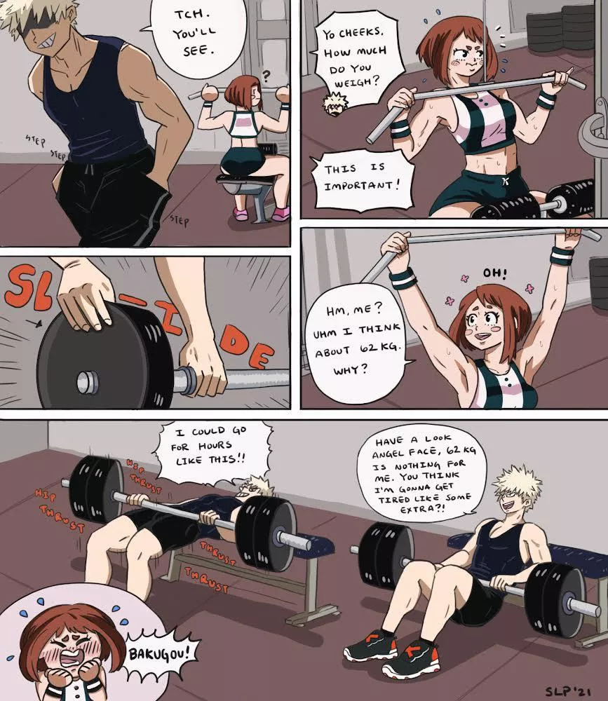 Bakugou flirts with Uraraka at the gym - part 1 (sillylittlepets) Bakugou flirts with Uraraka at the gym - part 1 (sillylittlepets)