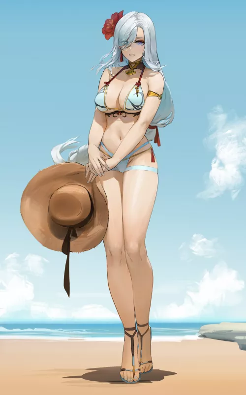 Beach Side Shenhe [Genshin Impact]