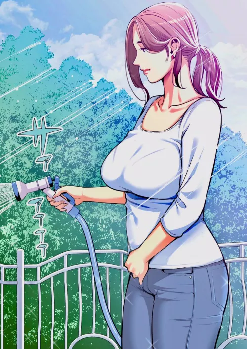 Beautiful neighbor watering the plants 💦