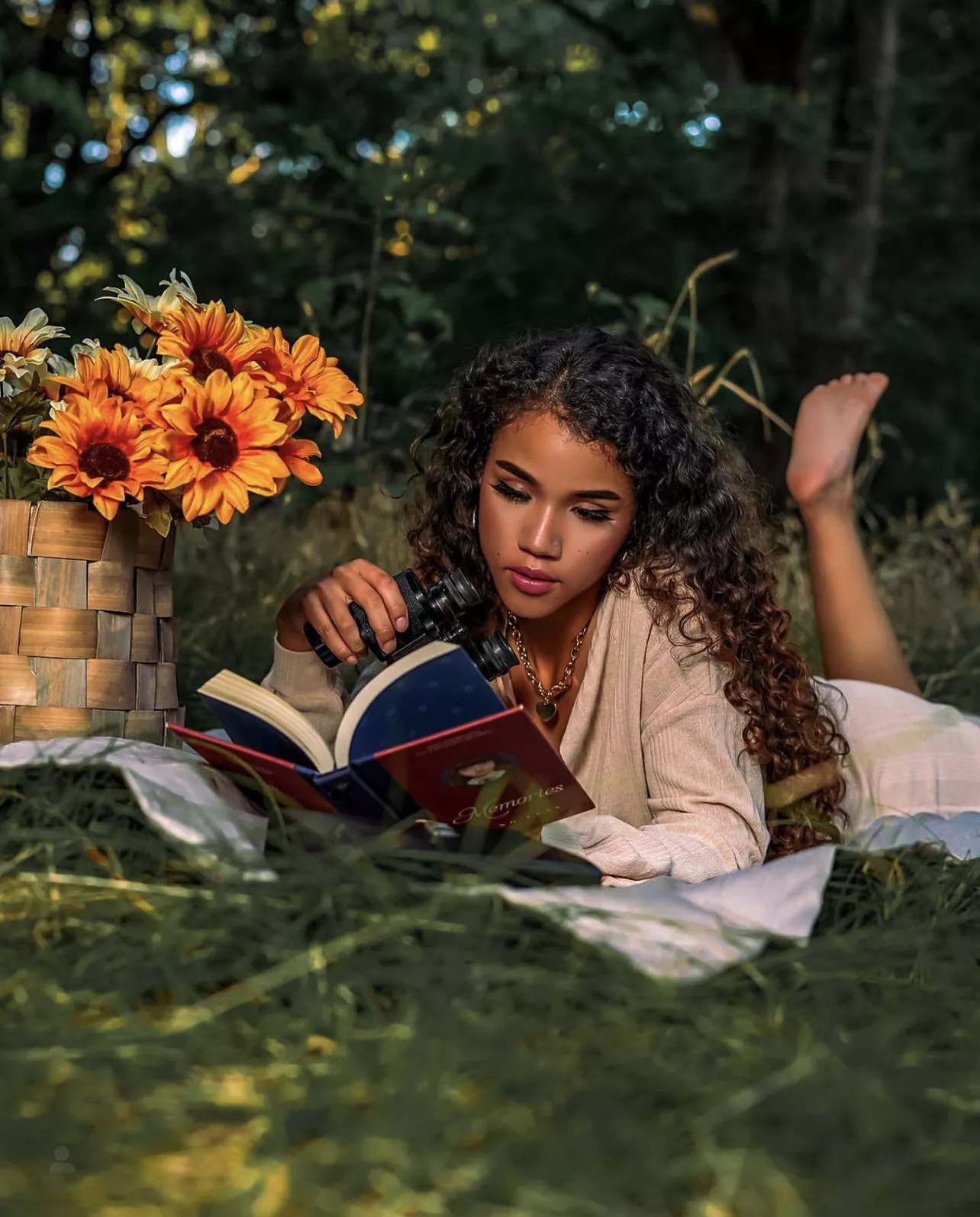 Beautiful sunflower reading a book Beautiful sunflower reading a book