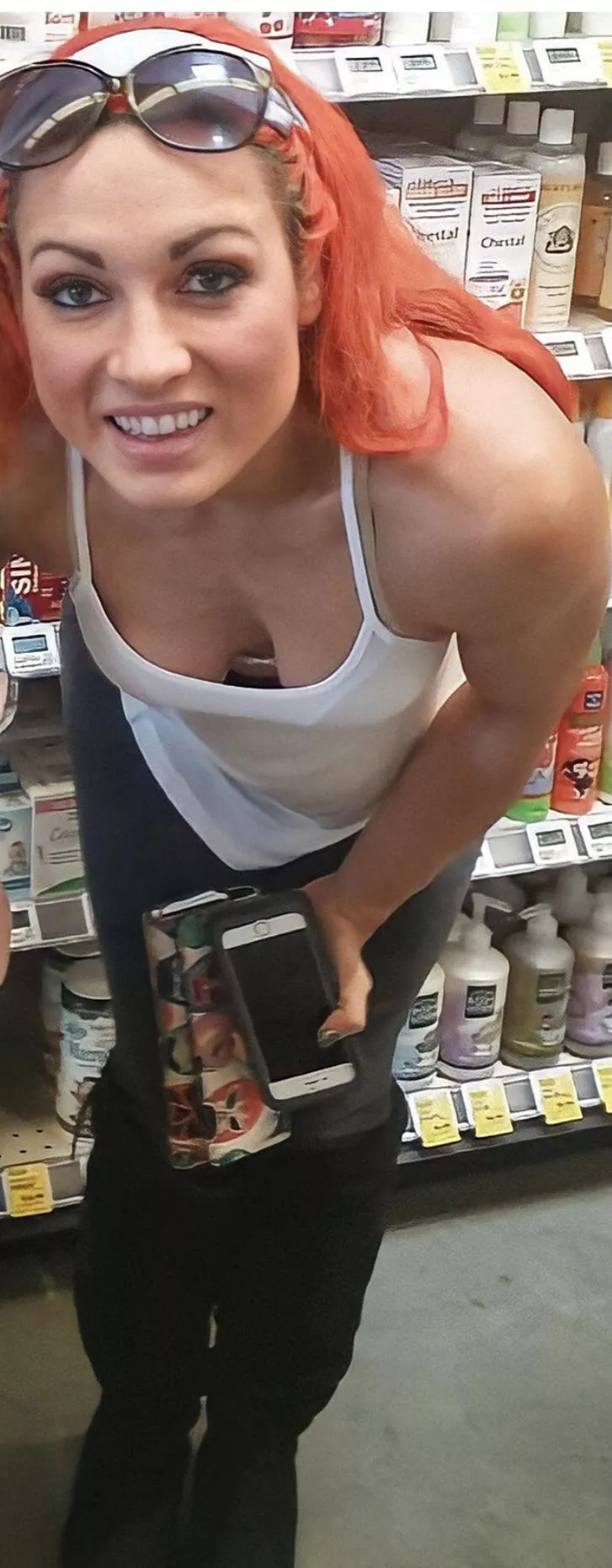 Becky showing off the goods Becky showing off the goods