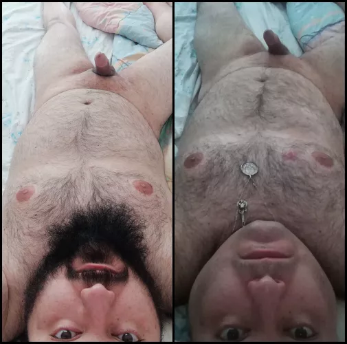 Before and after / I lost my beard to a shaving accident.