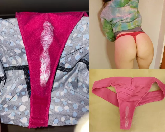 Before, during, and after. From creamy to crusty dusty. I was so horny yesterday! [f] This thong ready to SHIP📫! FREE pic 📸with purchase❄️. Will verify! Ask about other services [kink] friendly💞KIK or Telegram: thespywhoshags [selling]
