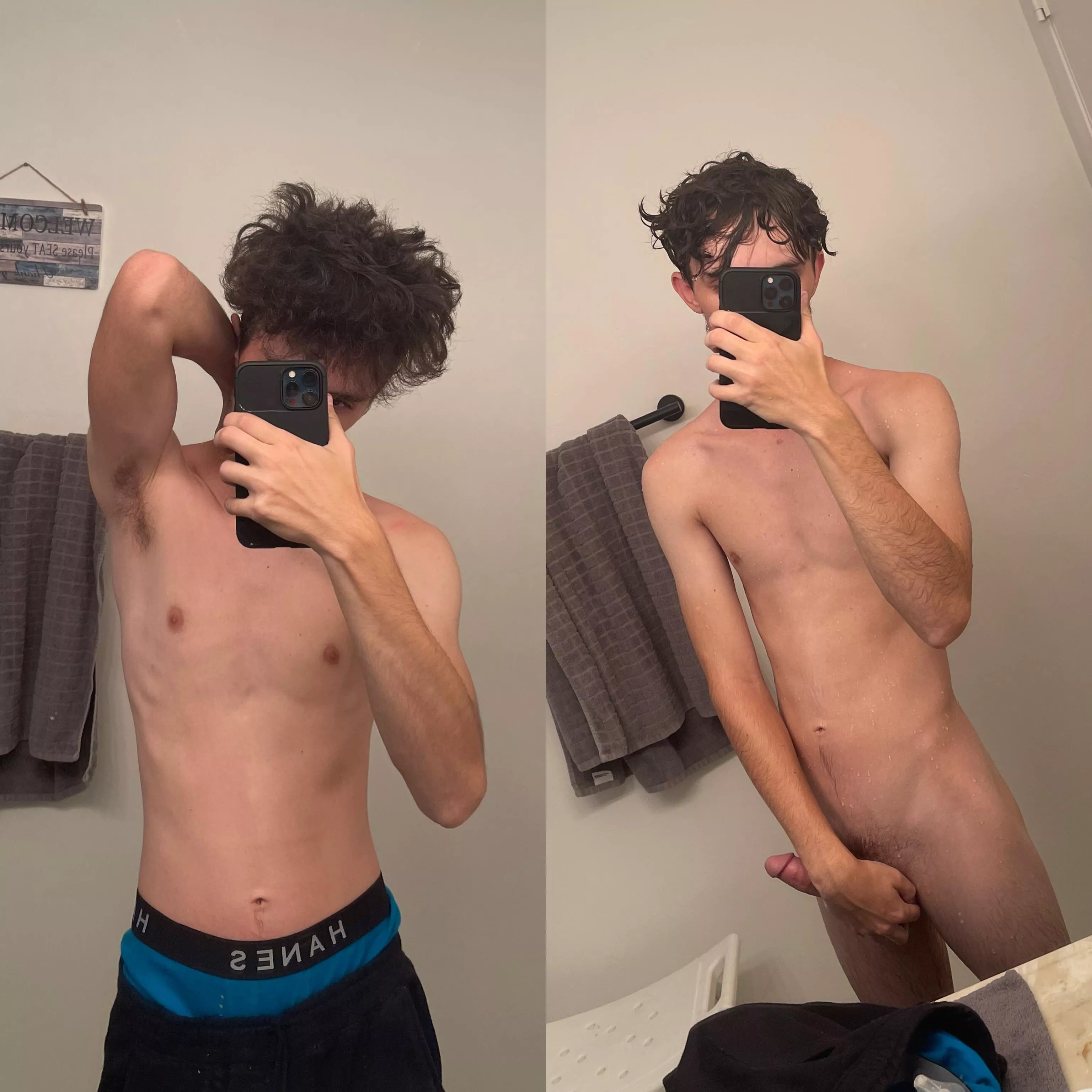 Before or after the shower? Before or after the shower?
