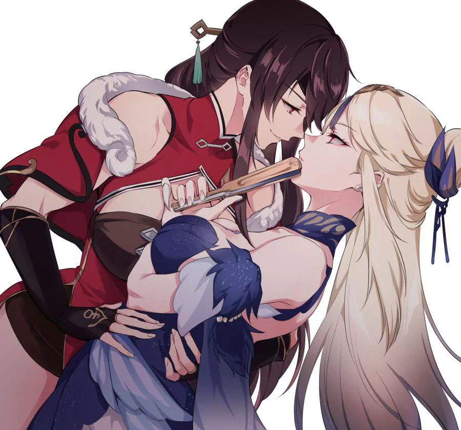 Beidou romancing the unflappable Ningguang (Negom) [Genshin Impact]