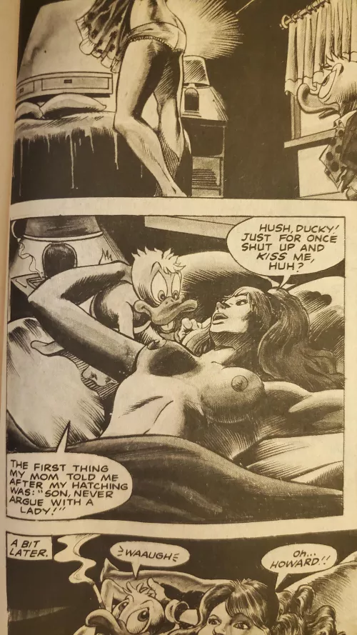 Beverly Switzler shows the plot of [Howard the Duck magazine #1 (1979)]