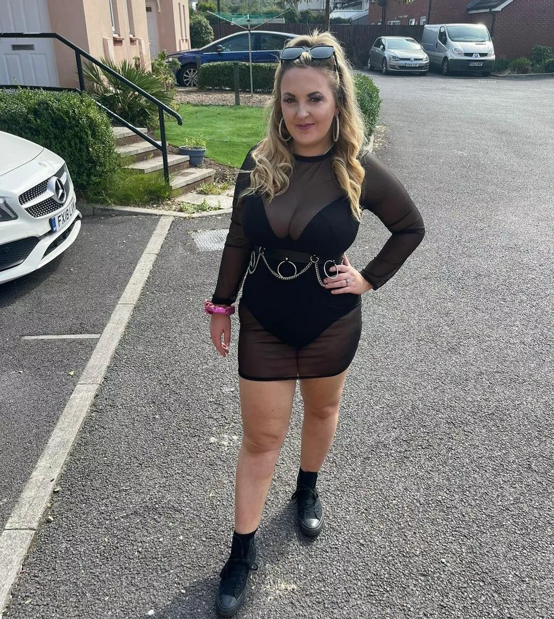 Big hoops and see thru top Big hoops and see thru top