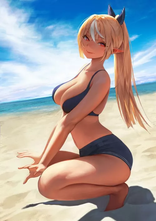 Big Titty Elf On The Beach (Flare, Vtuber, Hololive)