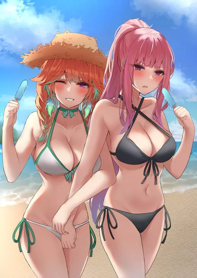 Big Titty Grim Reaper & Chicken Vtuber (Mori Calliope & Kiara Takanashi, Hololive EN)