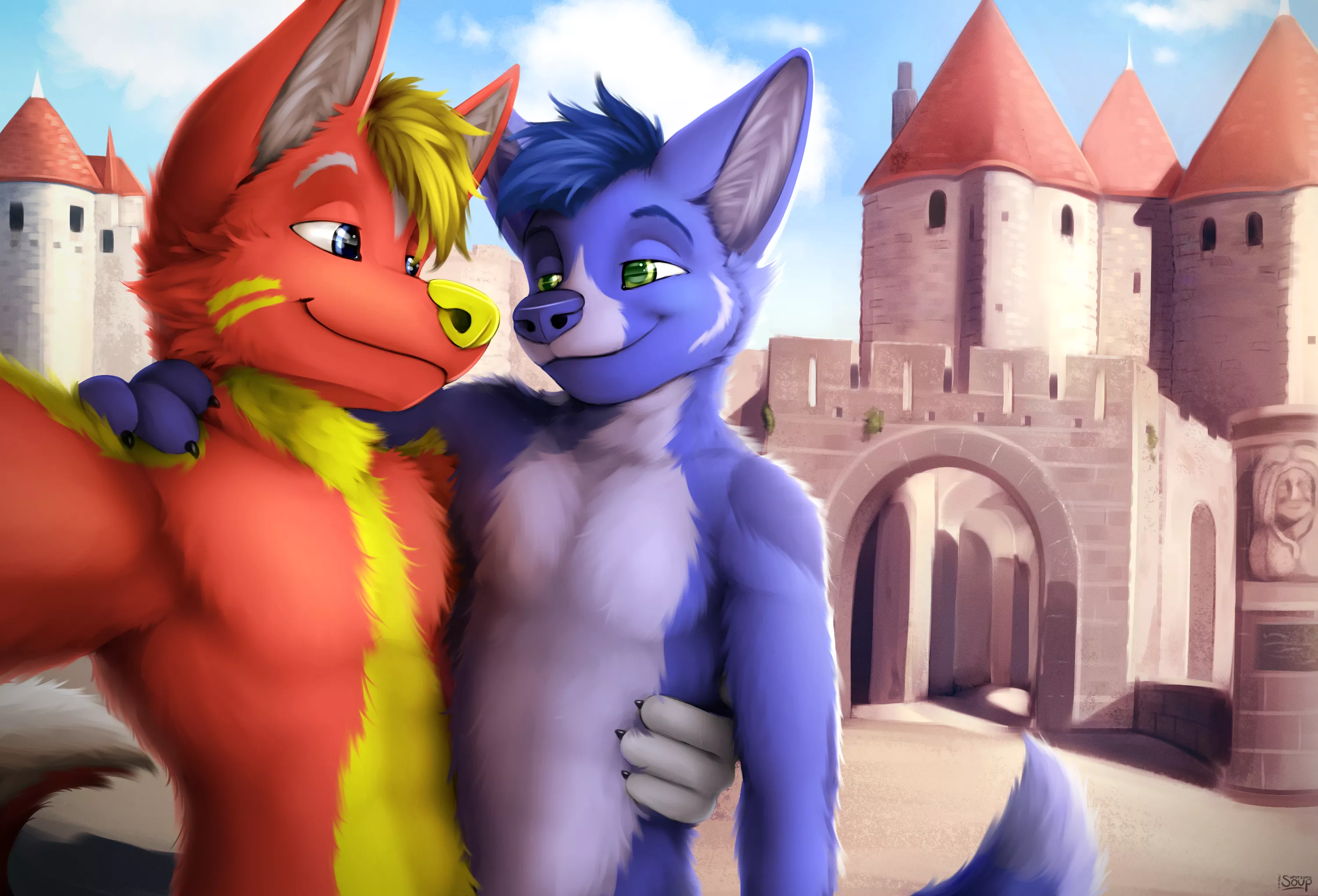 Blaze and Braket at Carcassonne! (Art by me, @SupersonicSoup)