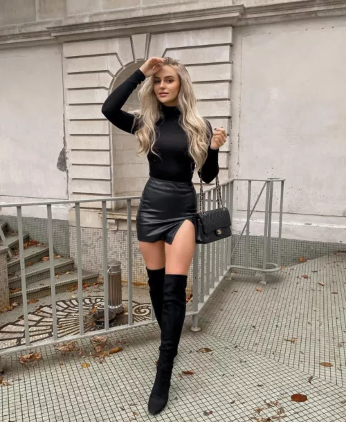 Blonde in black