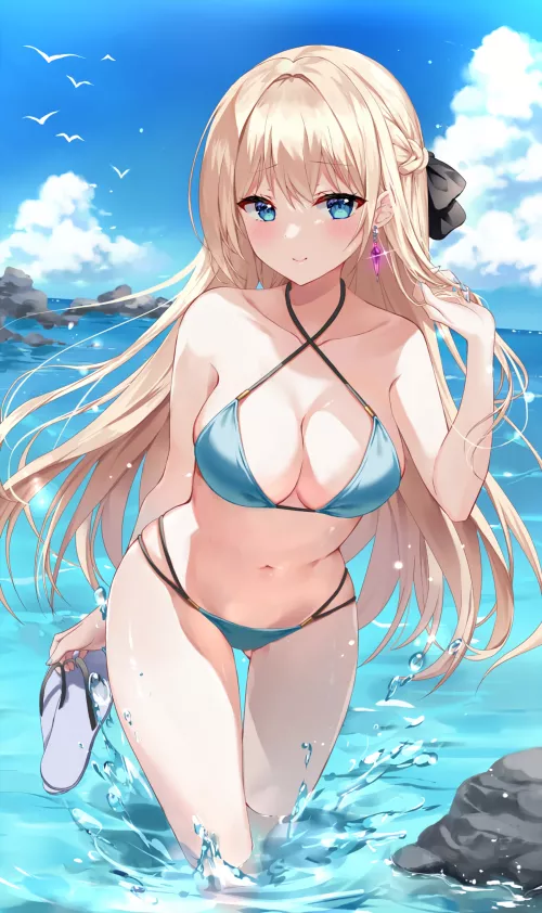 Blue Bikini and Earrings (Mayo) [Original]