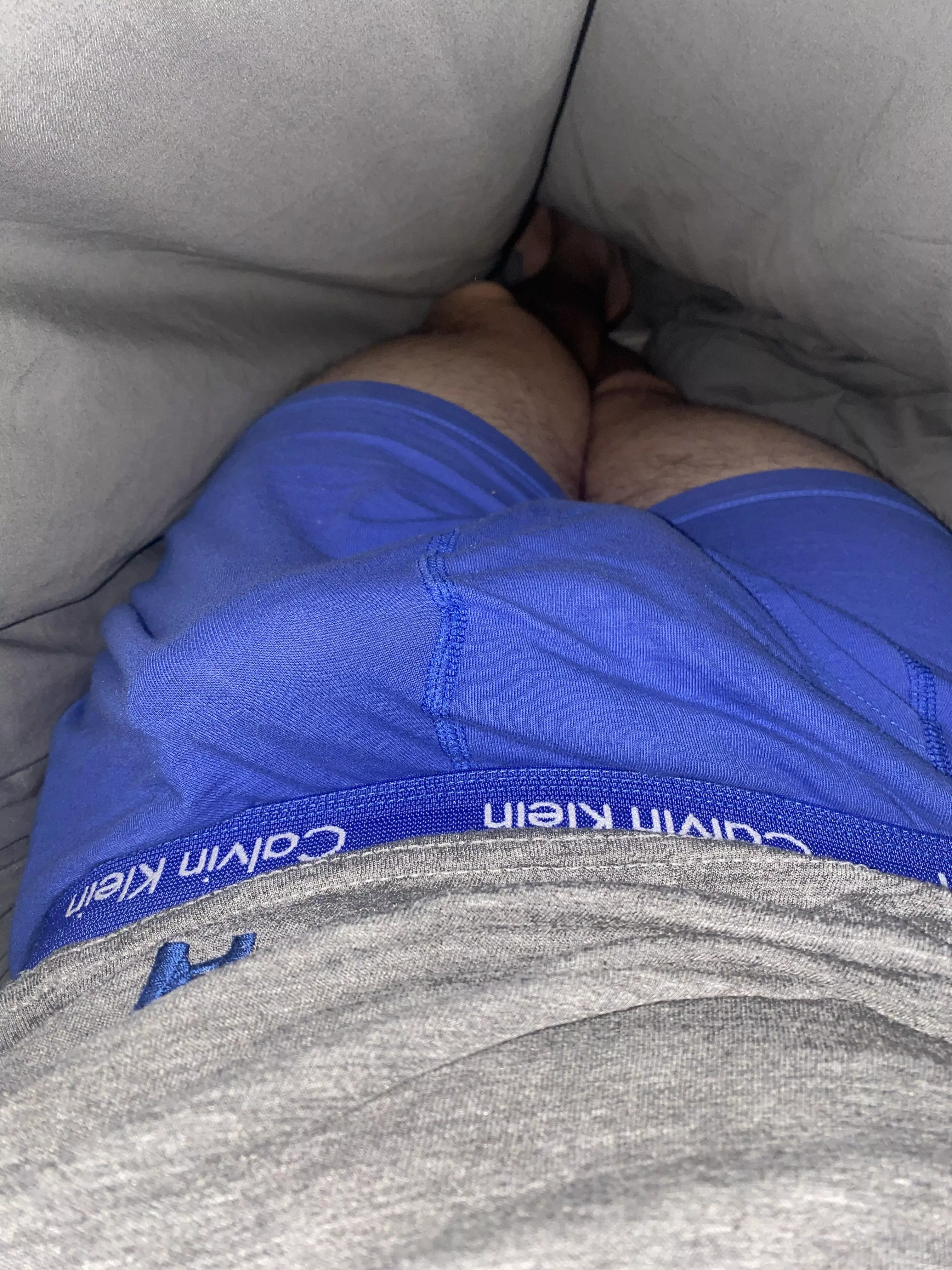 Blue boxers, but no blue balls here!