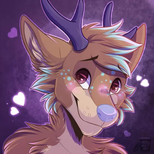 Blushing Fox Deer 💕 (art by me - TrashmuttArt on Twitter)