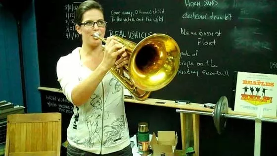 Bobbi blowing (a trumpet)... Bobbi blowing (a trumpet)...