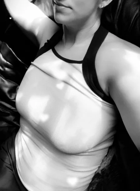 Braless black and white π Happy almost Friday yβall π
