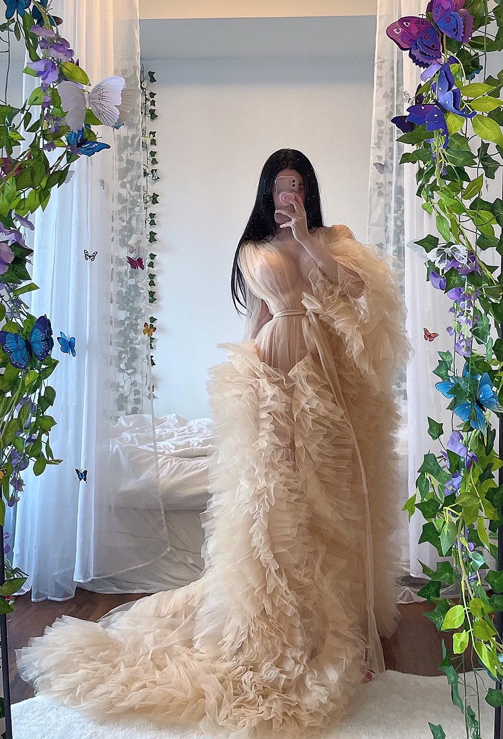 Busty Haru in long dress