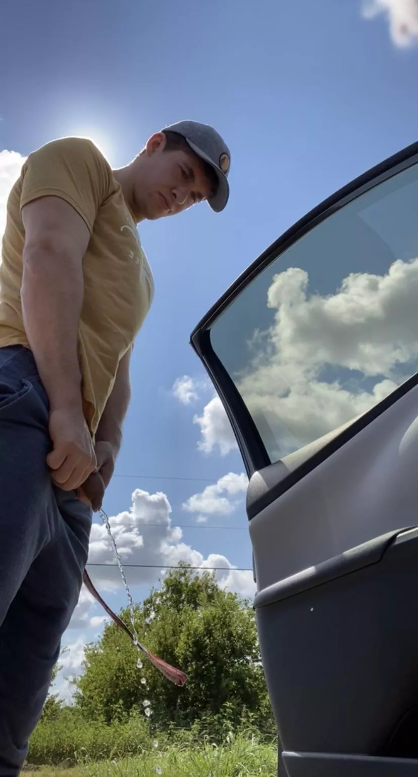 Busy highway seems like a great spot for a piss Busy highway seems like a great spot for a piss