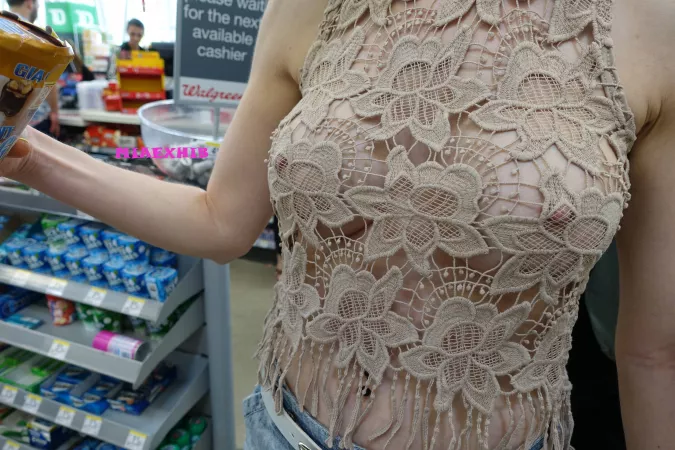 Buying some icecream with one of my favorite top... braless of course!