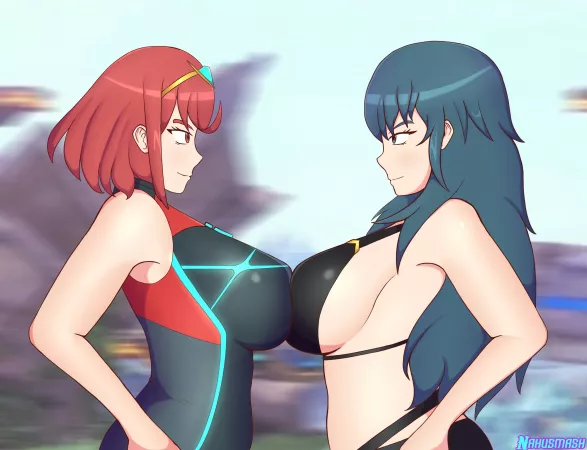 Byleth and Pyra symmetrically docked (Nahusmash_nsfw) Byleth and Pyra symmetrically docked (Nahusmash_nsfw)
