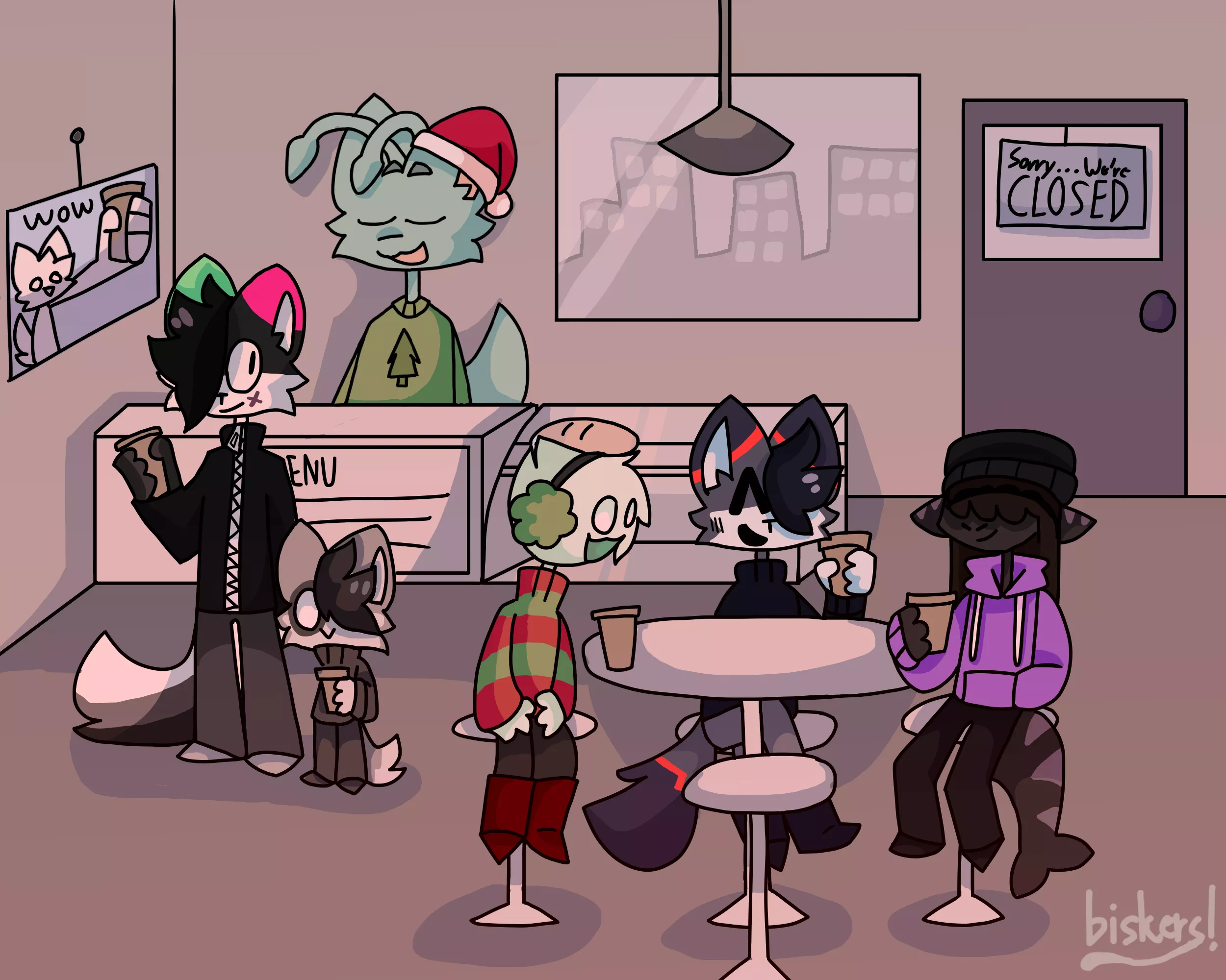 cafe (art by me/@biskersss_ on twitter)