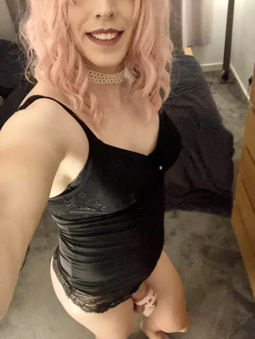 Caged & feminized, just how i like her. Itβs not even forced anymore. I think i done a good job with my hubby, donβt you?π