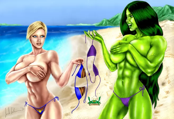 Captain Marvel and She Hulk Captain Marvel and She Hulk