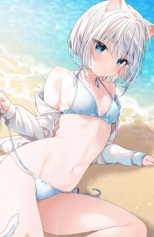 Catgirl on the beach