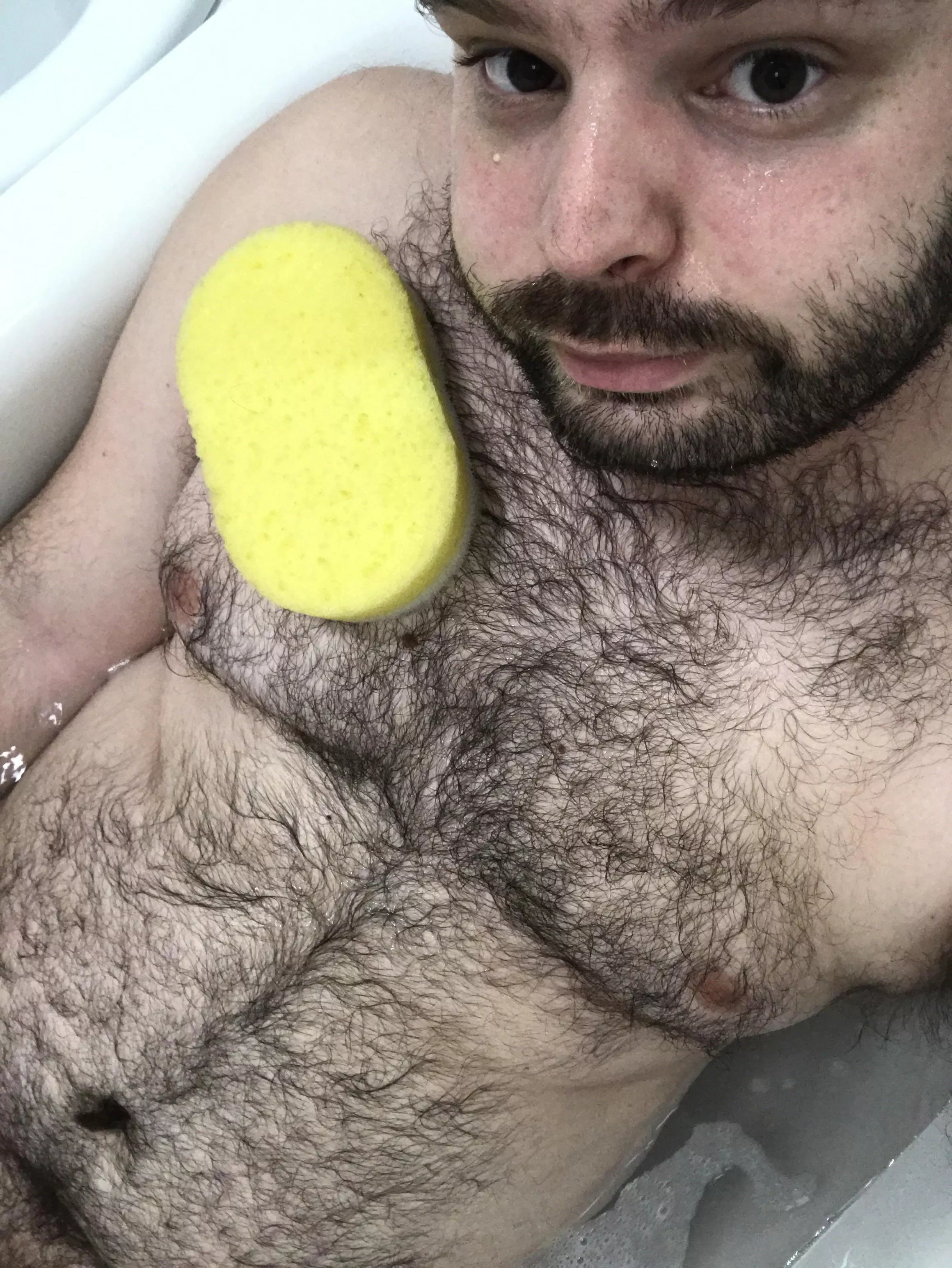 Chest hair sponge rub?