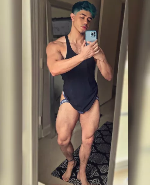 Chillin in my jock 😈/ OF linked in comments for more