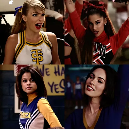 Choose your sleepover cheerleader partner.Taylor Swift or Ariana Grande or Selena Gomez or Megan Fox? Choose your sleepover cheerleader partner.Taylor Swift or Ariana Grande or Selena Gomez or Megan Fox?