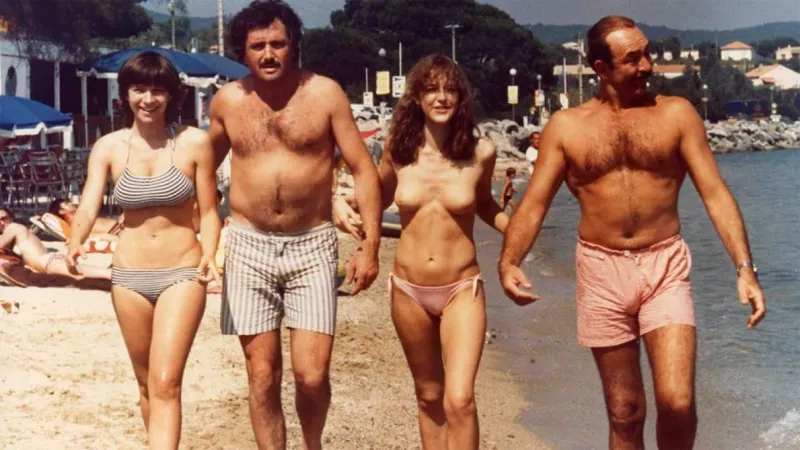 Christine Dejoux, Victor Lanoux, Agnès Soral, Jean-Pierre Marielle | film still from “Un moment d'égarement” (1977)