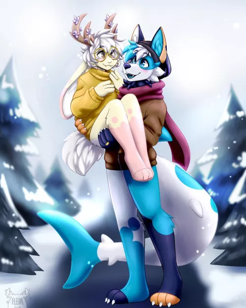 Christmas gift for my fiance 💛💙 (Art by me: @Fleurfurr on twitter)