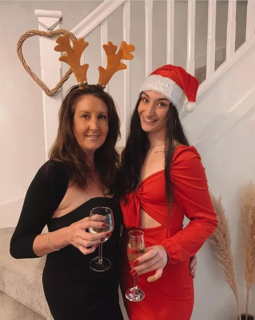 Christmas mother and daughter