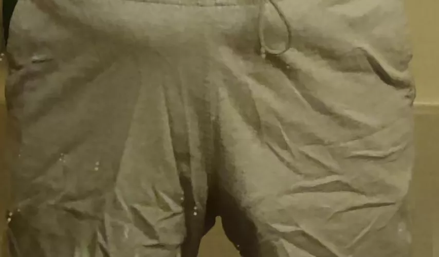 Chubby guy in done grey sweats Chubby guy in done grey sweats