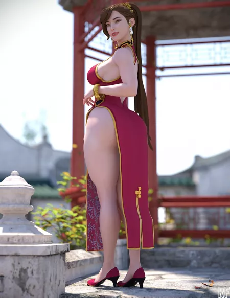 Chun-Li giving a peek of the THICC (Rude Frog) [Street Fighter]