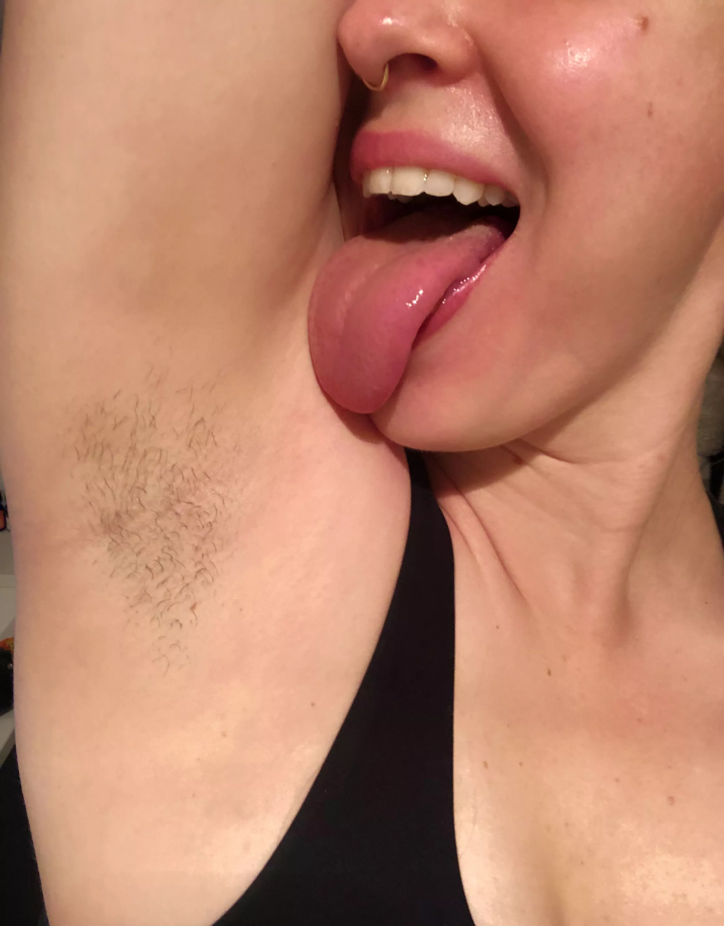 close-up of a week's worth of growth + tongue + smile ??