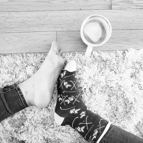 Coffee, Christmas sock and sole. Is there better than that? βππ£β€οΈ