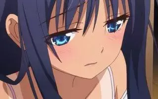 Color: 1girl,blue eyes,blue hair,dark skin,long hair,small tits,big eyes, Sunburn marks