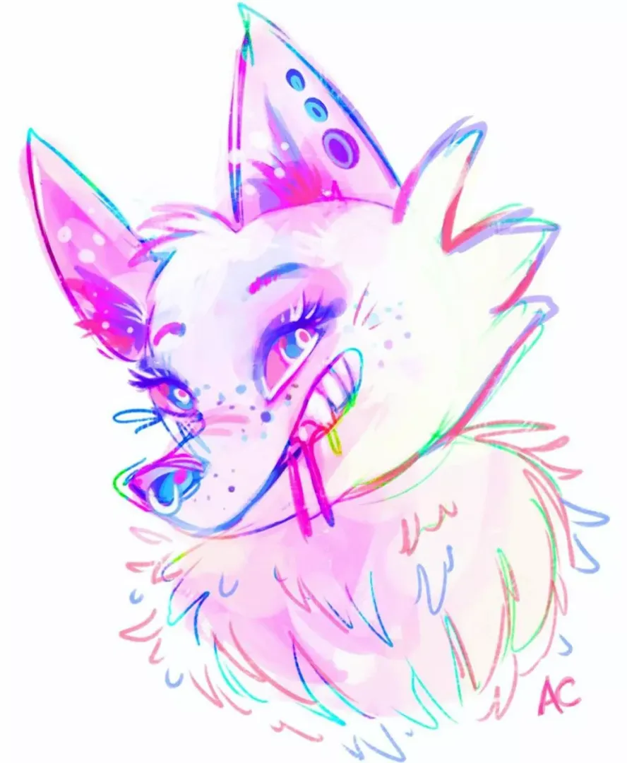Colorful wolf! (Art by me ribbonfemale)