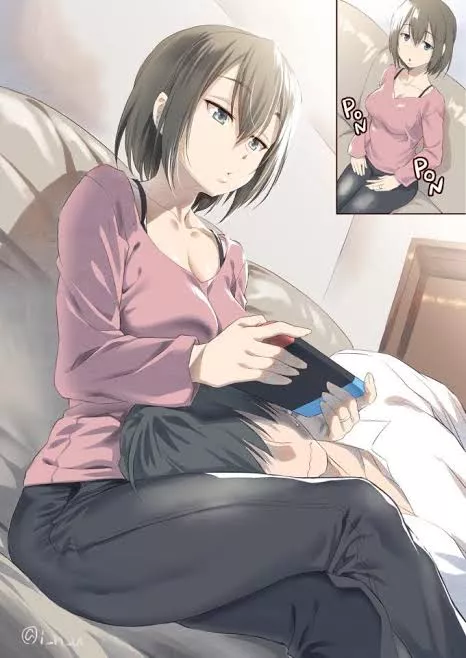 Come lay your head on mommy's lap, it's gaming time.