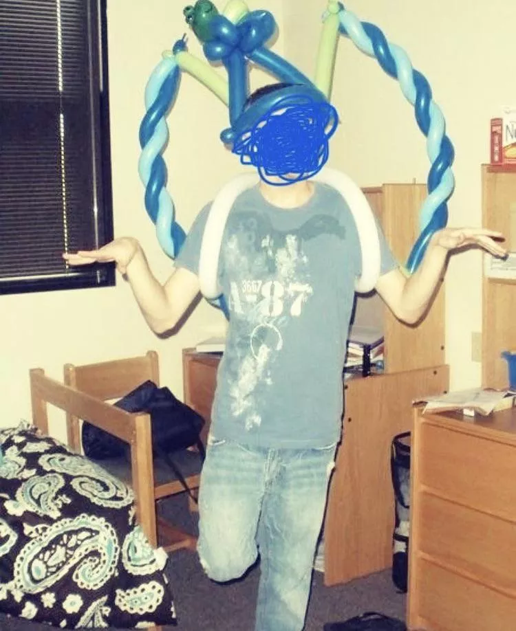 Condom Fairy—me, 10yrs ago, handing out free condoms to every man I saw at my first-weekend-of-college festival. Would *you* have used a condom on the Condom F*ggot, Sir?