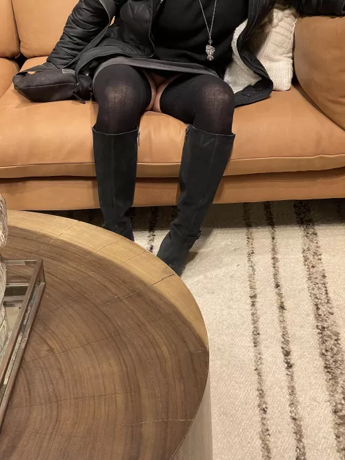 Couch shopping without panties. On Saturday Iβll be a little more risky! Caught a few guys looking up my skirt π Couch shopping without panties. On Saturday Iβll be a little more risky! Caught a few guys looking up my skirt π