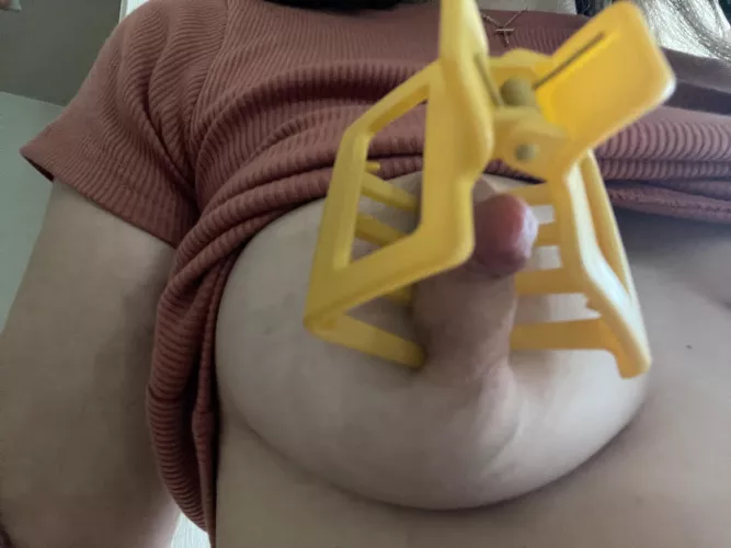 Couldn’t find my nipple clamps, but I made do Couldn’t find my nipple clamps, but I made do