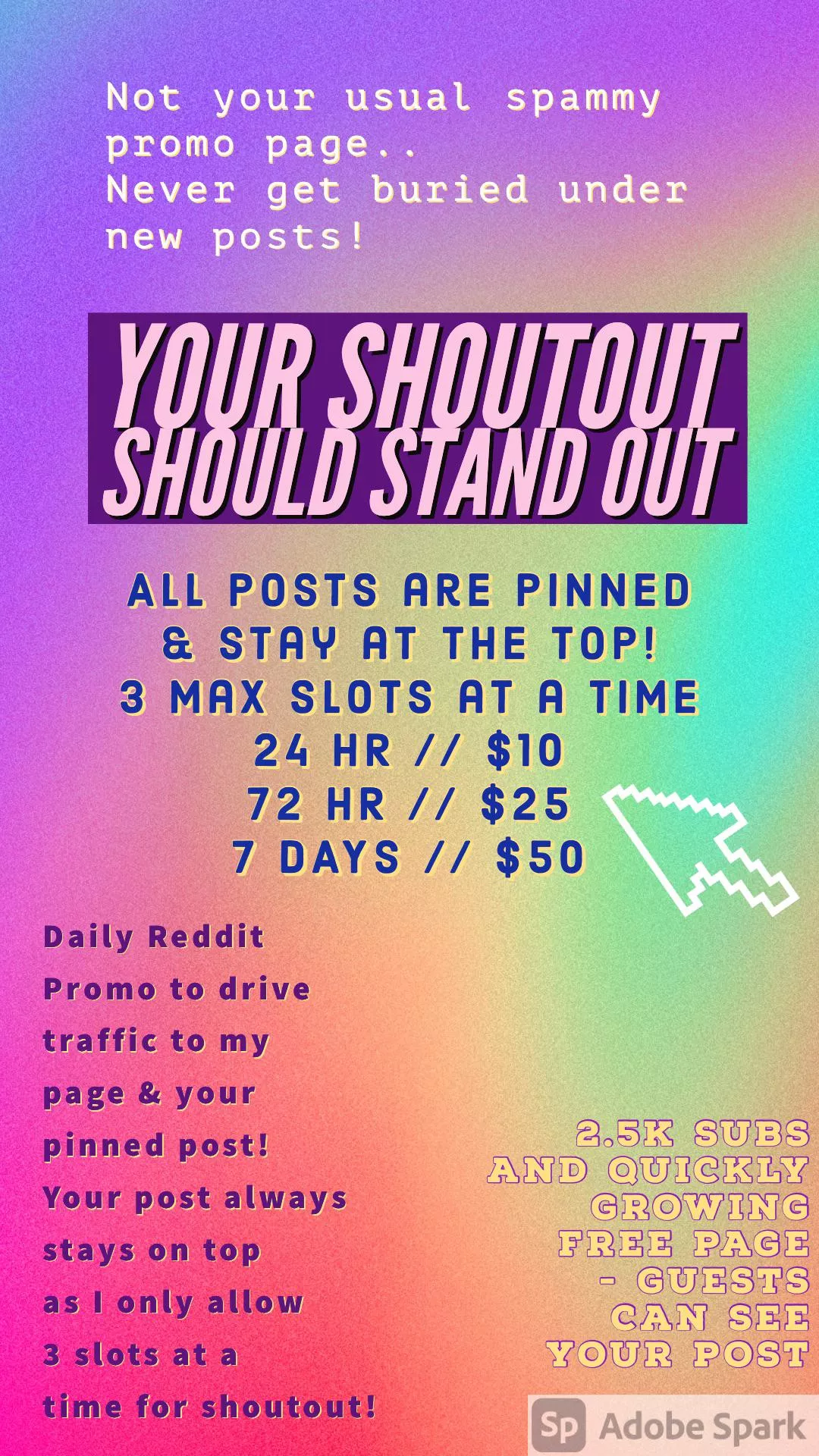 Creators! 🧡 Looking to grow ⬆️ your OnlyFans? I offer paid Pinned 📌 Shoutouts on my personal page (spam free look!) of 2.5k subs & growing 50+ daily. ⬆️ Your post STAYS on TOP ⬆️ never gets lost under new posts! 😯 I Reddit promo  Creators! 🧡 Looking to grow ⬆️ your OnlyFans? I offer paid Pinned 📌 Shoutouts on my personal page (spam free look!) of 2.5k subs & growing 50+ daily. ⬆️ Your post STAYS on TOP ⬆️ never gets lost under new posts! 😯 I Reddit promo