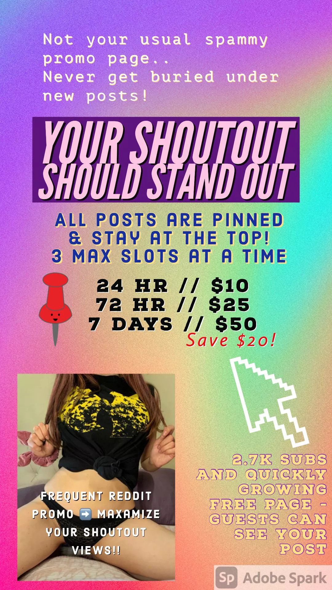 Creators! ๐งก Looking to grow โฌ๏ธ your OnlyFans? I offer paid Pinned ๐ Shoutouts on my personal page (spam free look!) of 2.7k subs & growing 50+ daily. โฌ๏ธ Your post STAYS on TOP โฌ๏ธ never gets lost under new posts! ๐ฏ I Reddit promo  Creators! ๐งก Looking to grow โฌ๏ธ your OnlyFans? I offer paid Pinned ๐ Shoutouts on my personal page (spam free look!) of 2.7k subs & growing 50+ daily. โฌ๏ธ Your post STAYS on TOP โฌ๏ธ never gets lost under new posts! ๐ฏ I Reddit promo