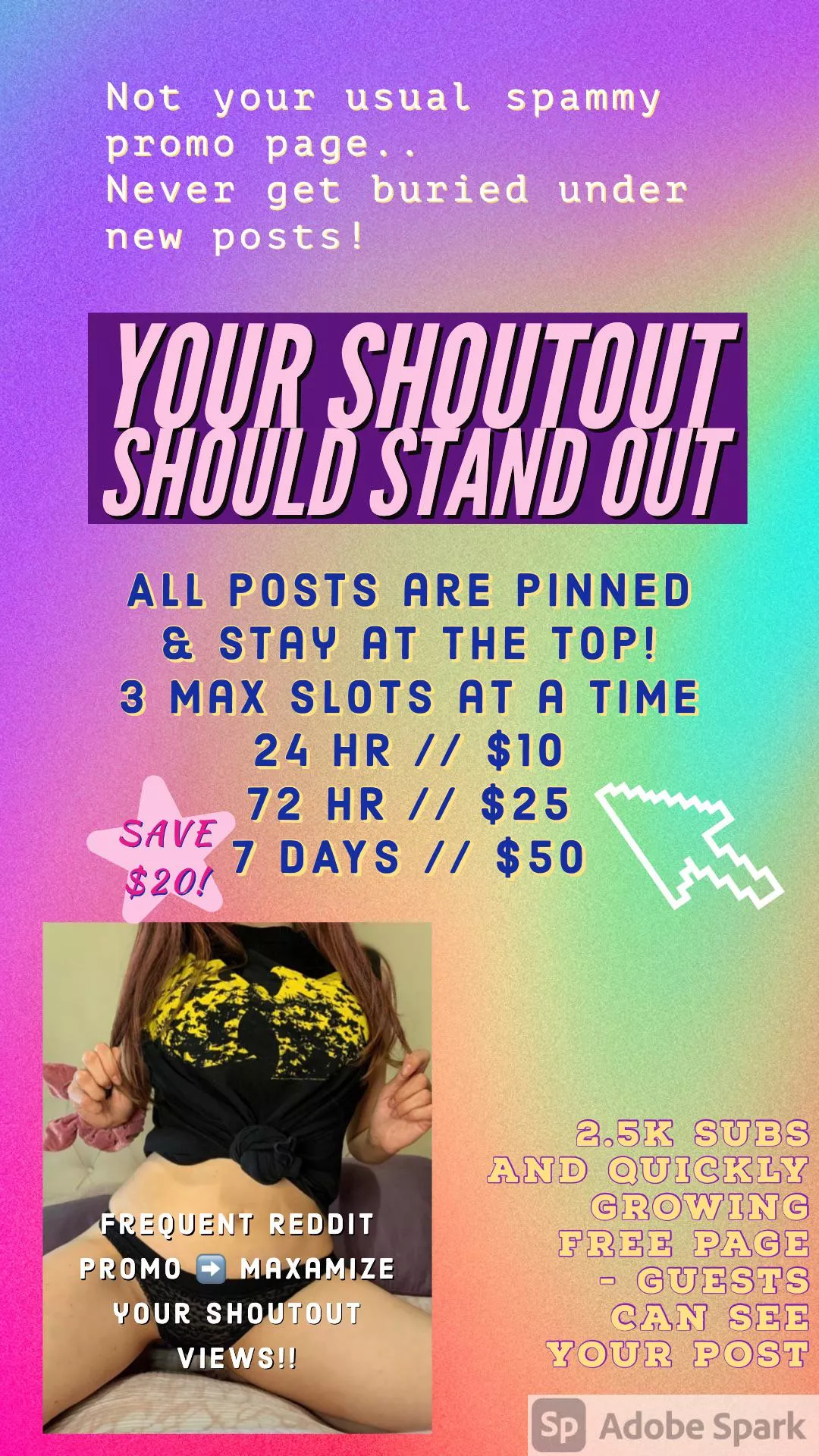 Creators! 🧡 Looking to grow ⬆️ your OnlyFans? I offer paid Pinned 📌 Shoutouts on my personal page (spam free look!) of 2.5k subs & growing 50+ daily. ⬆️ Your post STAYS on TOP ⬆️ never gets lost under new posts! 😯 I Reddit promo  Creators! 🧡 Looking to grow ⬆️ your OnlyFans? I offer paid Pinned 📌 Shoutouts on my personal page (spam free look!) of 2.5k subs & growing 50+ daily. ⬆️ Your post STAYS on TOP ⬆️ never gets lost under new posts! 😯 I Reddit promo