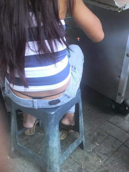 Creepshot of friends mom at bbq, you think she knew her thong was showing?