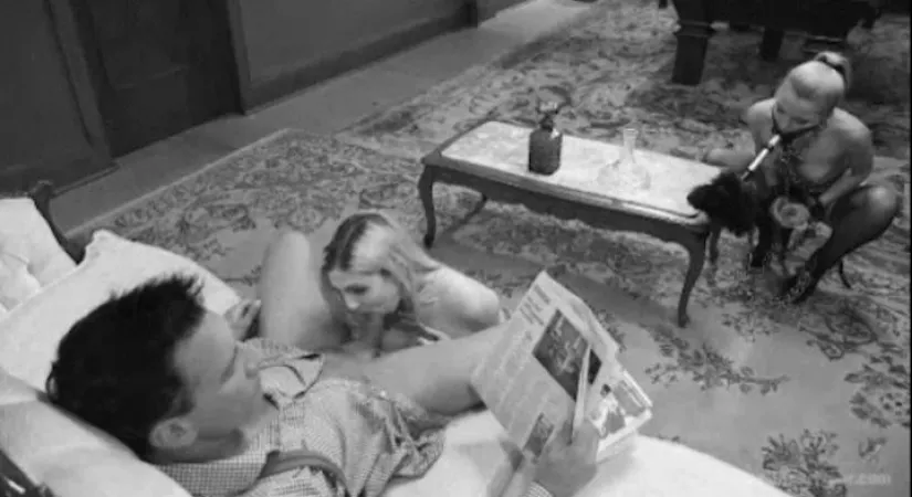 Cuckquean wife performs her cleaning duties while their cake blows the husband Cuckquean wife performs her cleaning duties while their cake blows the husband