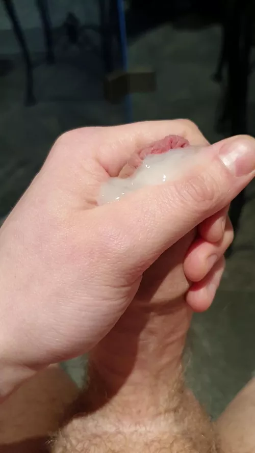 Cumming after masturbating on the toilet